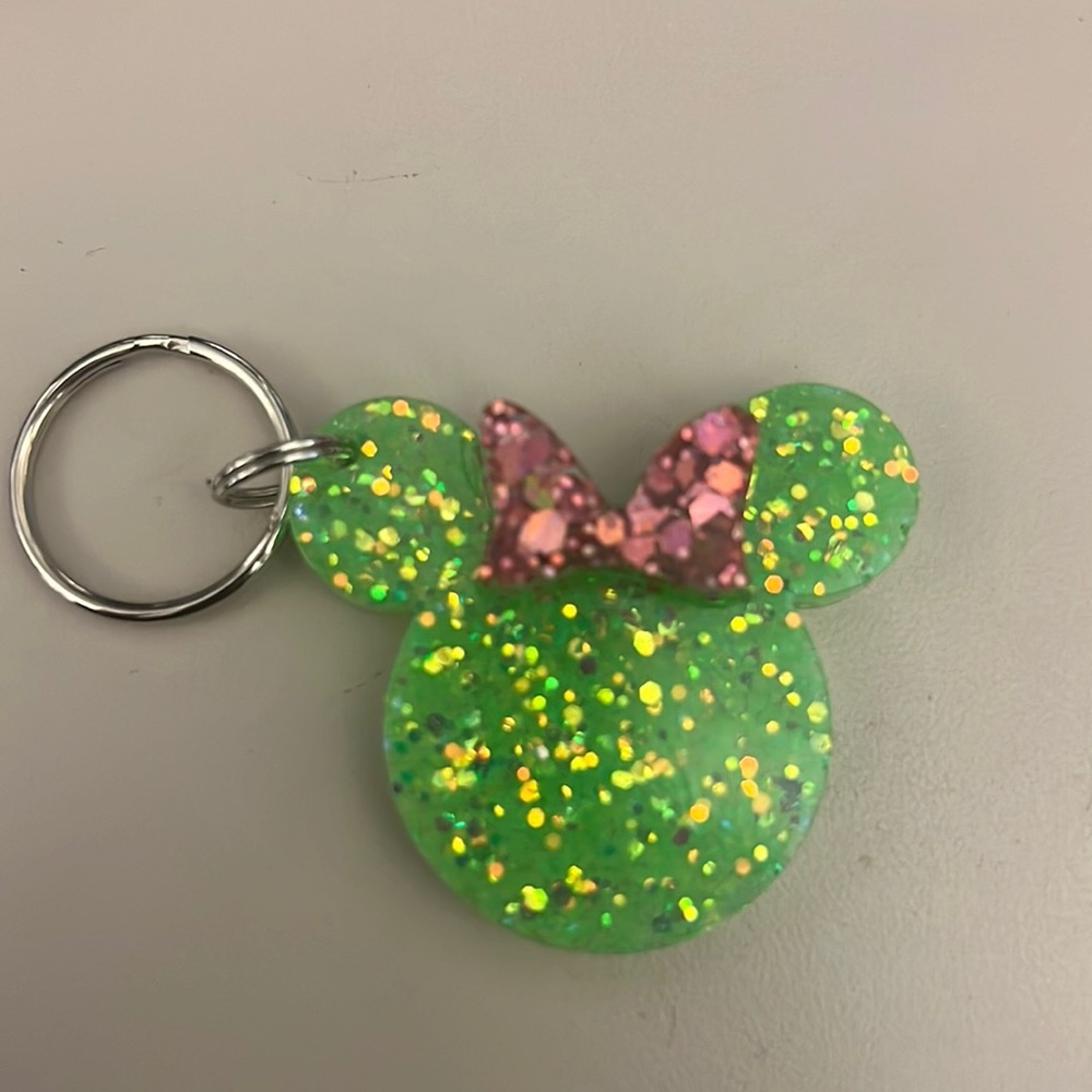 Neon Green Mouse w/Pink Bow